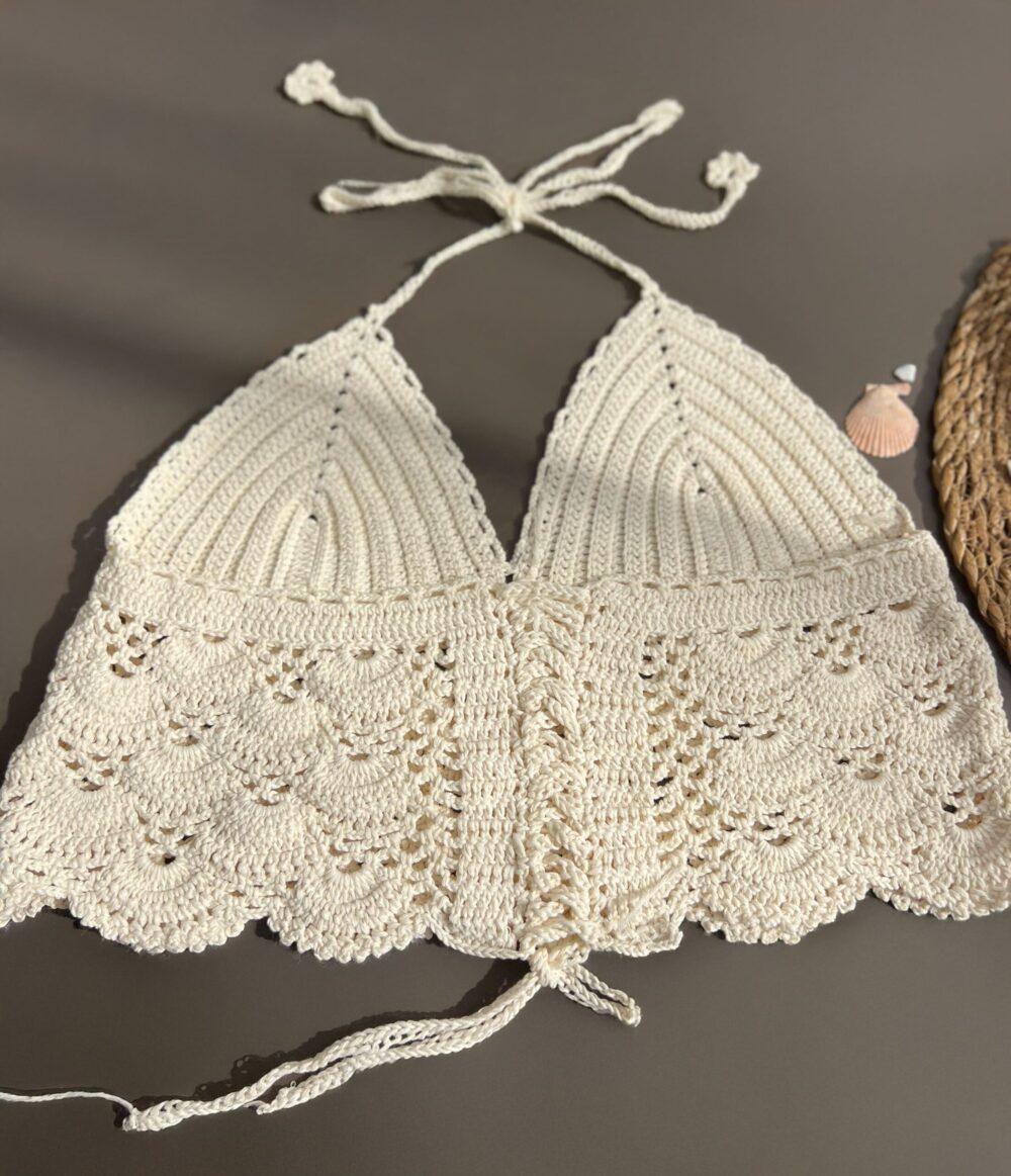 El Örgüsü Halter Yaka Bohem Tarzı Bikini Üstü - Yaz Şıklığı - Görsel 2